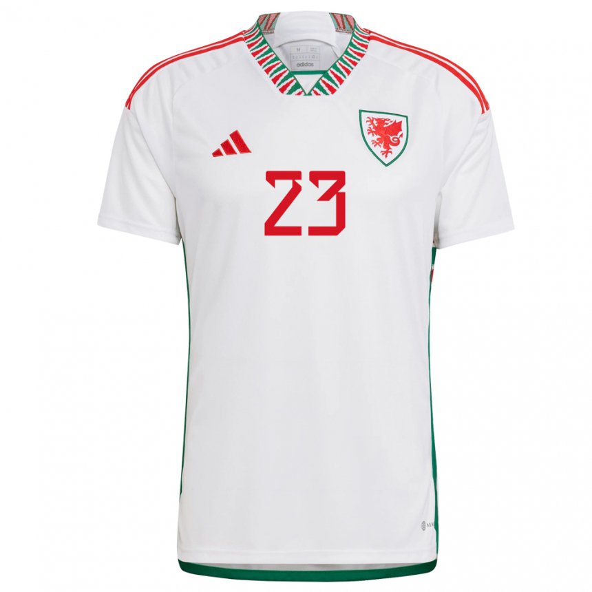 Kinder Walisische Jordan James #23 Weiß Auswärtstrikot Trikot 22-24 T-shirt