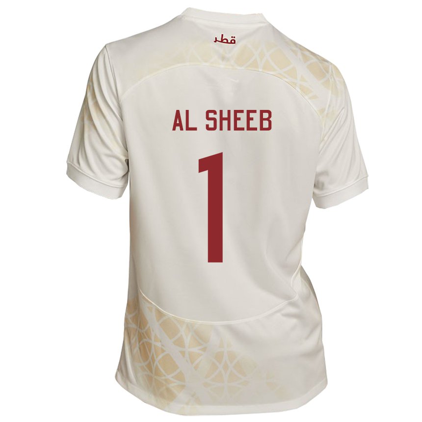 Kinder Katarische Saad Al Sheeb #1 Goldbeige Auswärtstrikot Trikot 22-24 T-shirt