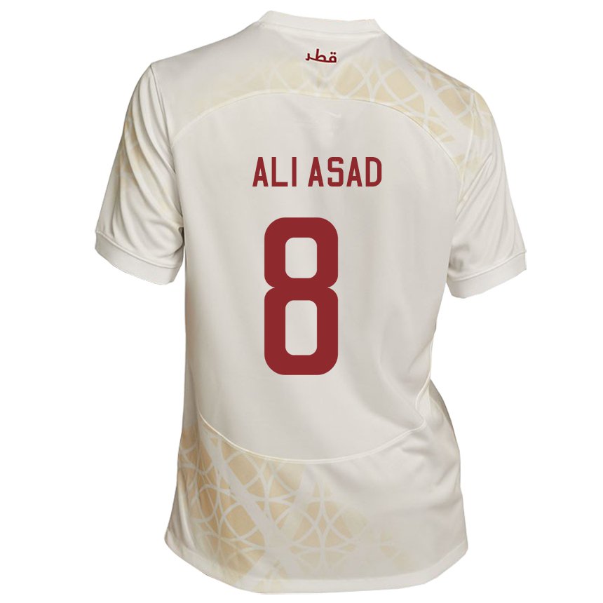 Kinder Katarische Ali Asad #8 Goldbeige Auswärtstrikot Trikot 22-24 T-shirt