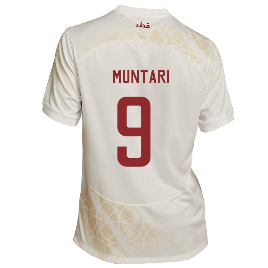 Kinder Katarische Mohammed Muntari #9 Goldbeige Auswärtstrikot Trikot 22-24 T-shirt