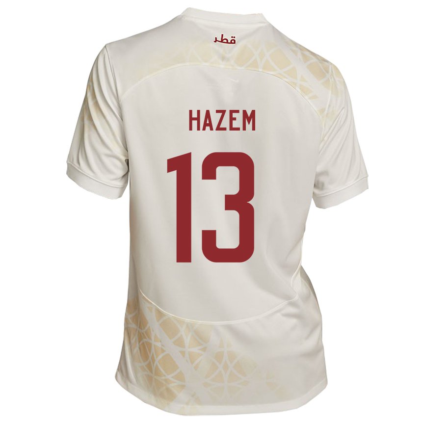 Kinder Katarische Hazem Shehata #13 Goldbeige Auswärtstrikot Trikot 22-24 T-shirt