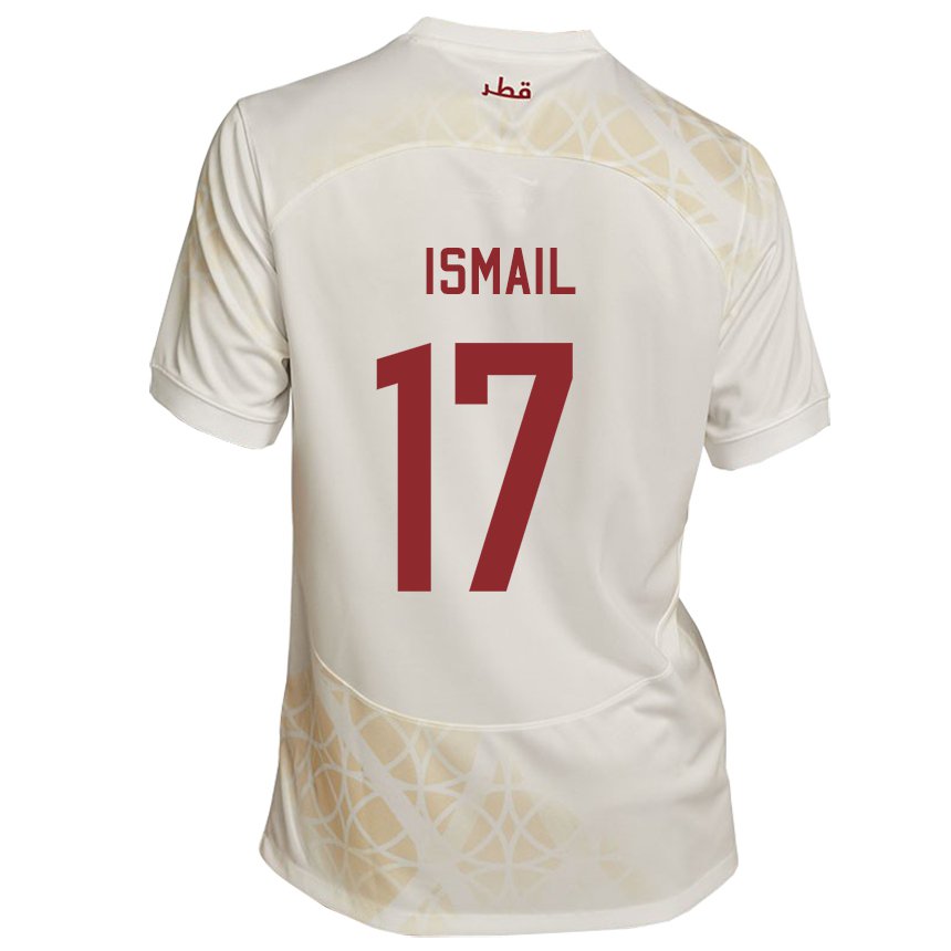 Kinder Katarische Ismail Mohamad #17 Goldbeige Auswärtstrikot Trikot 22-24 T-shirt