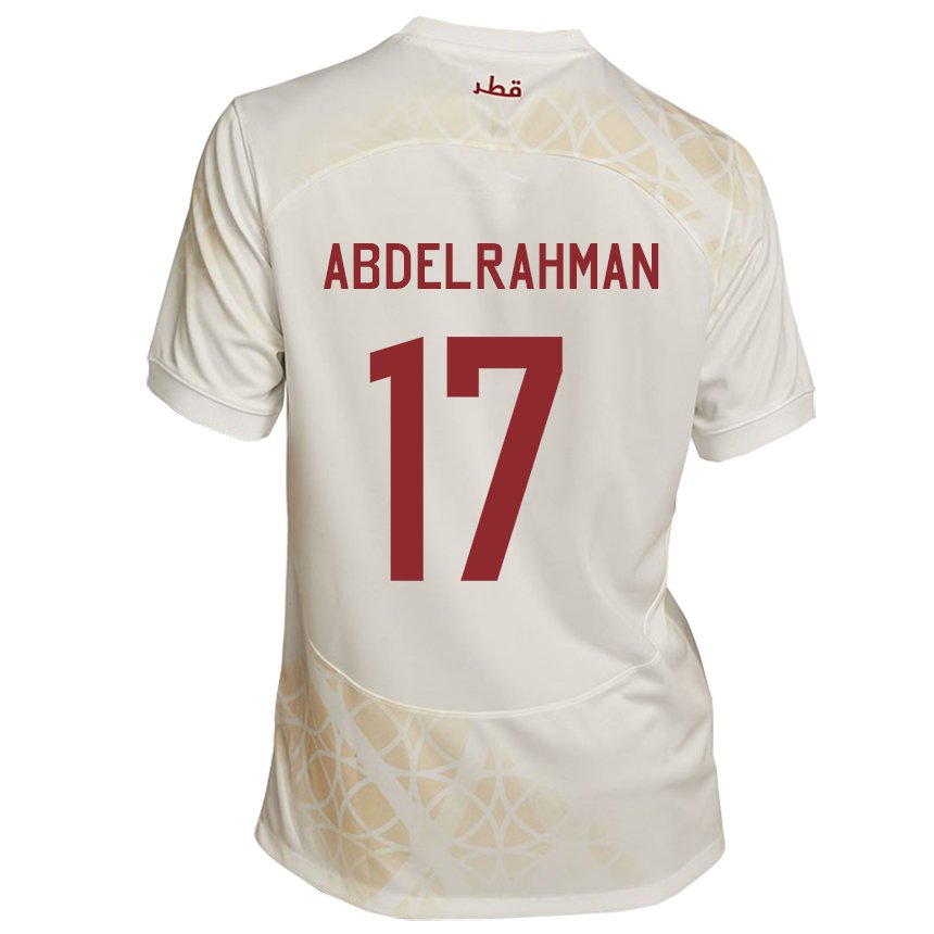 Kinder Katarische Abdelrahman Fahmi Moustafa #17 Goldbeige Auswärtstrikot Trikot 22-24 T-shirt