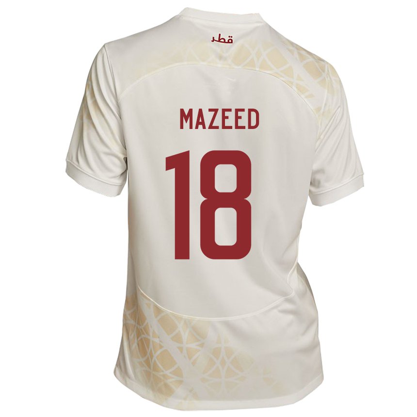 Kinder Katarische Khalid Muneer Ali #18 Goldbeige Auswärtstrikot Trikot 22-24 T-shirt