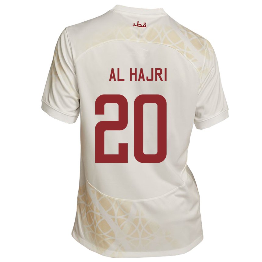 Kinder Katarische Salem Al Hajri #20 Goldbeige Auswärtstrikot Trikot 22-24 T-shirt