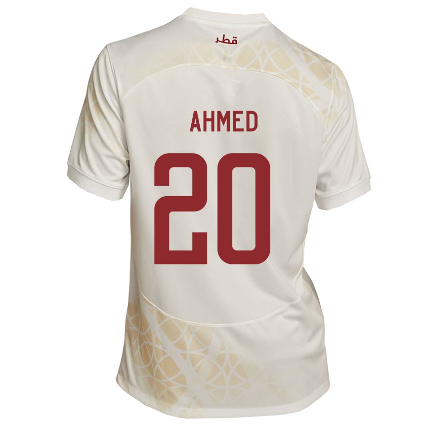 Kinder Katarische Ahmed Fadel Hasaba #20 Goldbeige Auswärtstrikot Trikot 22-24 T-shirt