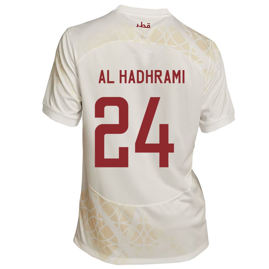 Kinder Katarische Naif Abdulraheem Al Hadhrami #24 Goldbeige Auswärtstrikot Trikot 22-24 T-shirt