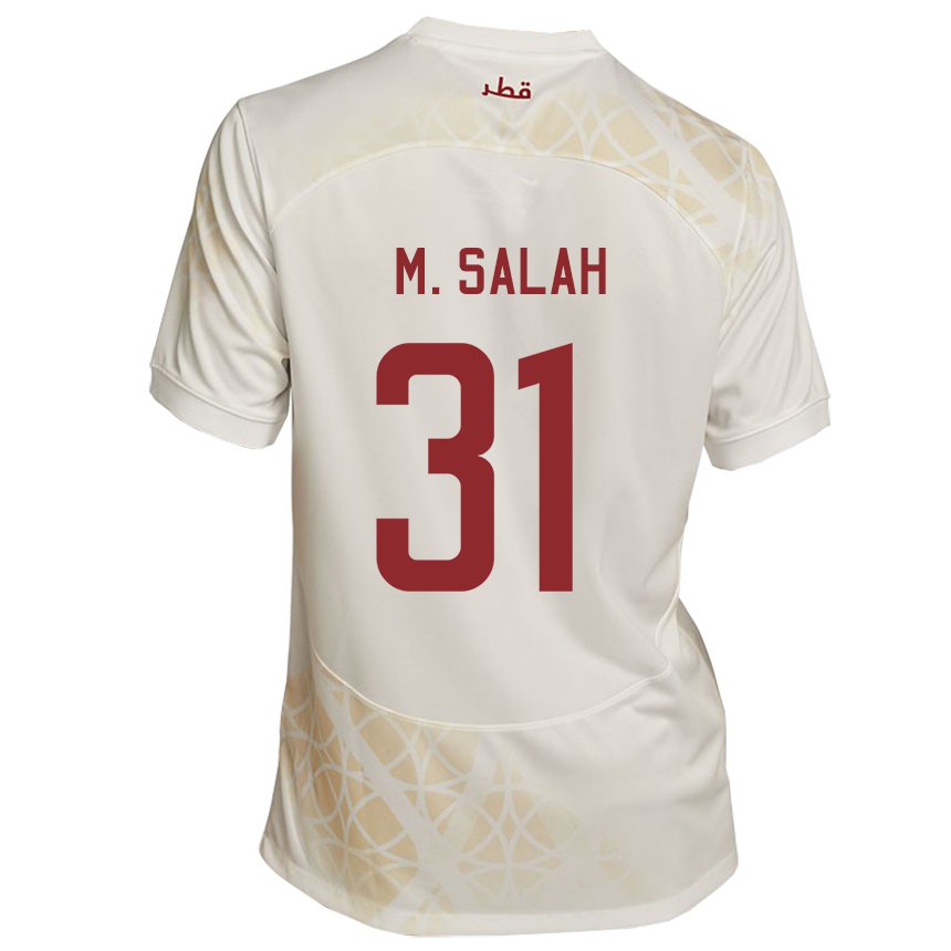 Kinder Katarische Salah Zakaria #31 Goldbeige Auswärtstrikot Trikot 22-24 T-shirt