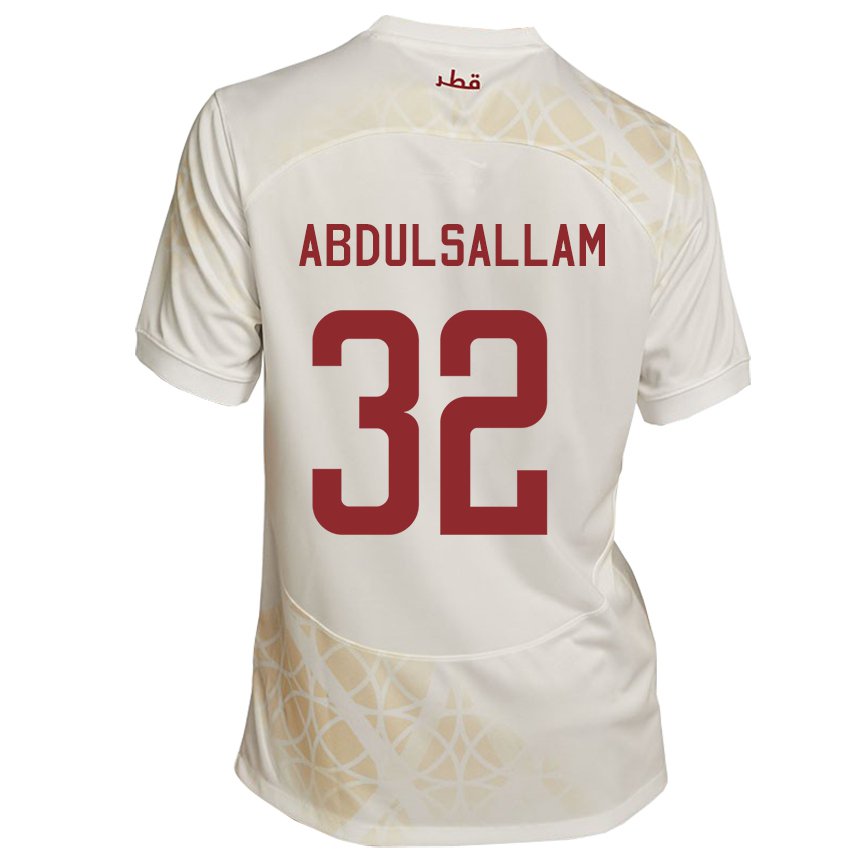 Kinder Katarische Jassem Gaber Abdulsallam #32 Goldbeige Auswärtstrikot Trikot 22-24 T-shirt