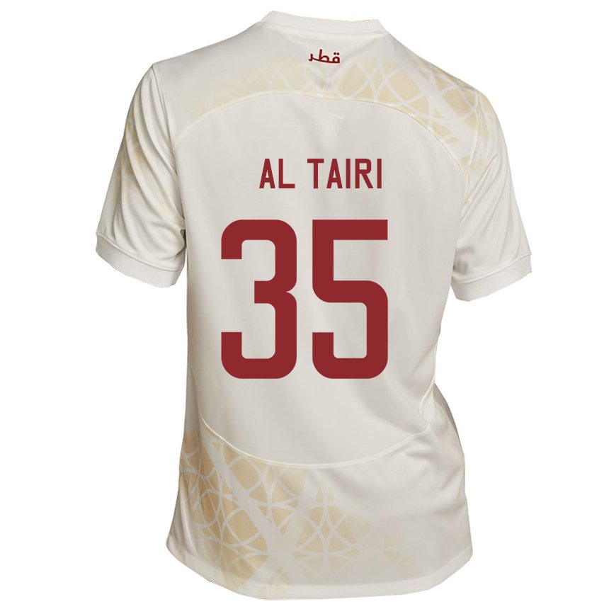 Kinder Katarische Osamah Al Tairi #35 Goldbeige Auswärtstrikot Trikot 22-24 T-shirt