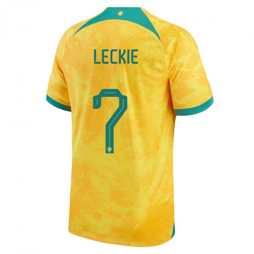 Herren Australische Mathew Leckie #7 Gold Heimtrikot Trikot 22-24 T-shirt