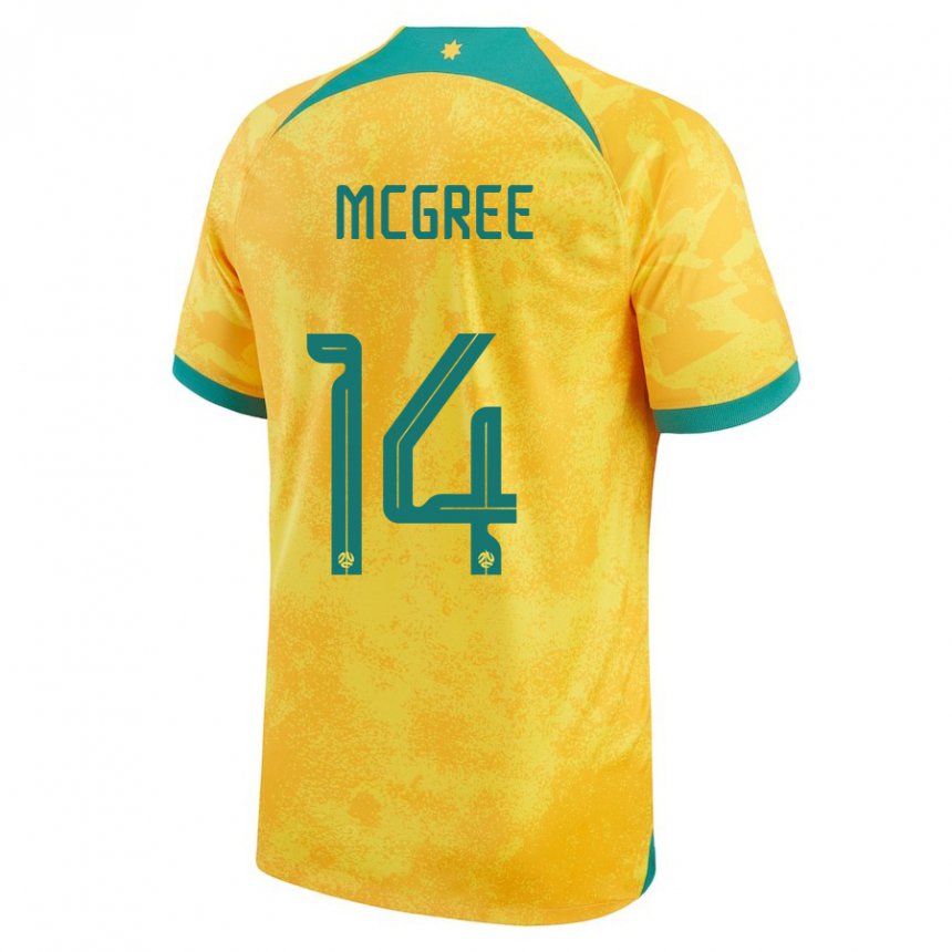 Herren Australische Riley Mcgree #14 Gold Heimtrikot Trikot 22-24 T-shirt