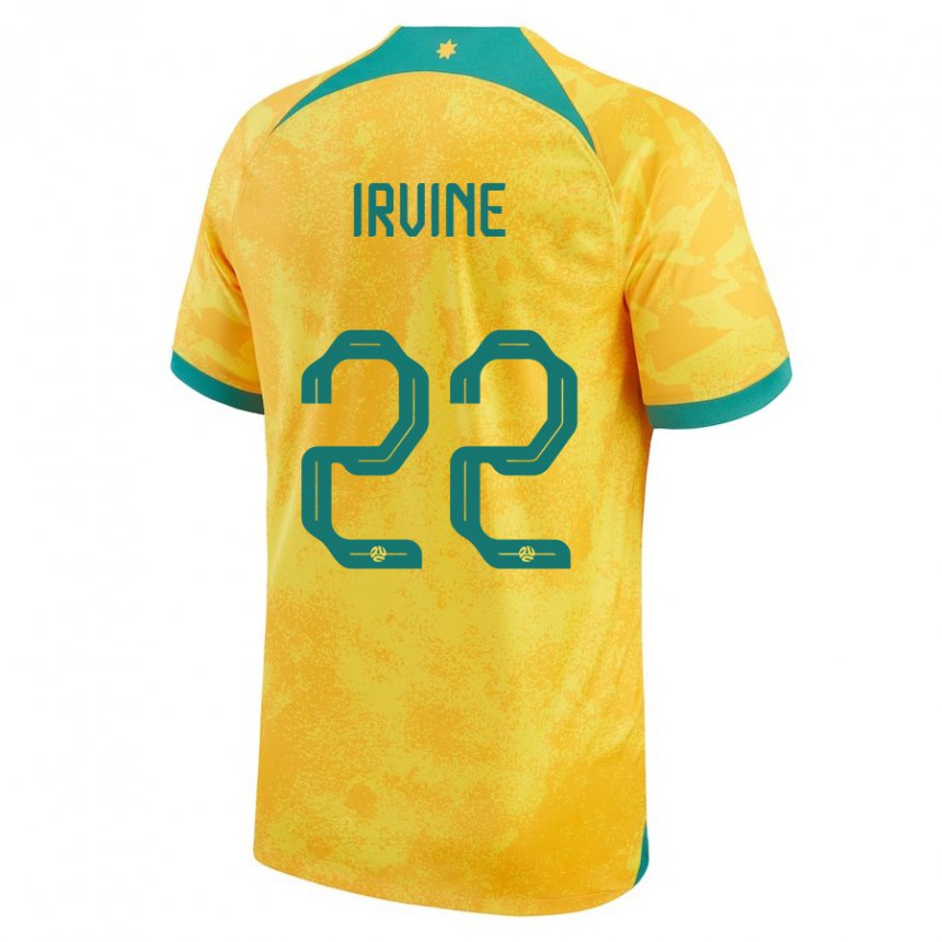 Herren Australische Jackson Irvine #22 Gold Heimtrikot Trikot 22-24 T-shirt