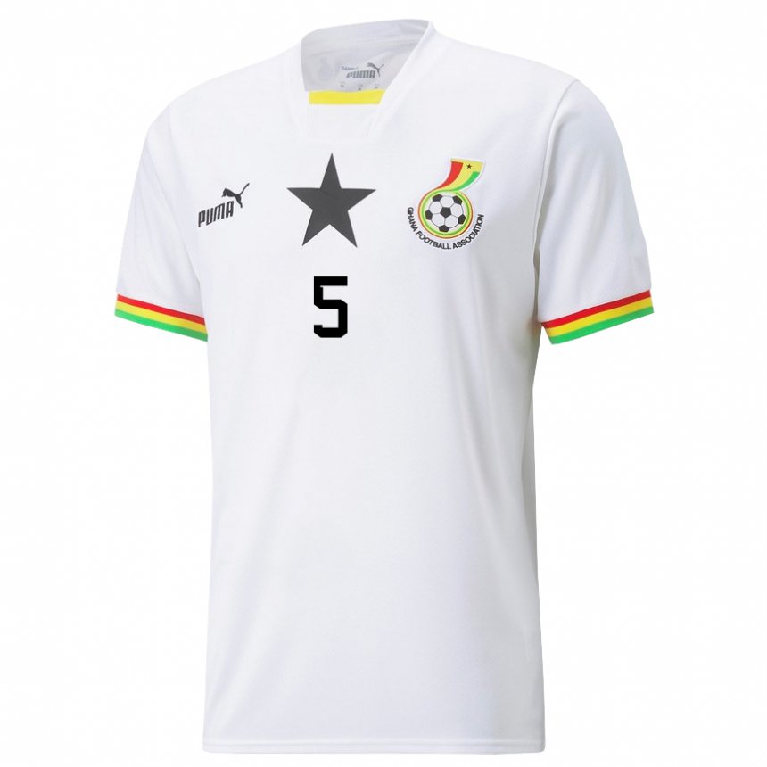 Herren Ghanaische Thomas Partey #5 Weiß Heimtrikot Trikot 22-24 T-shirt