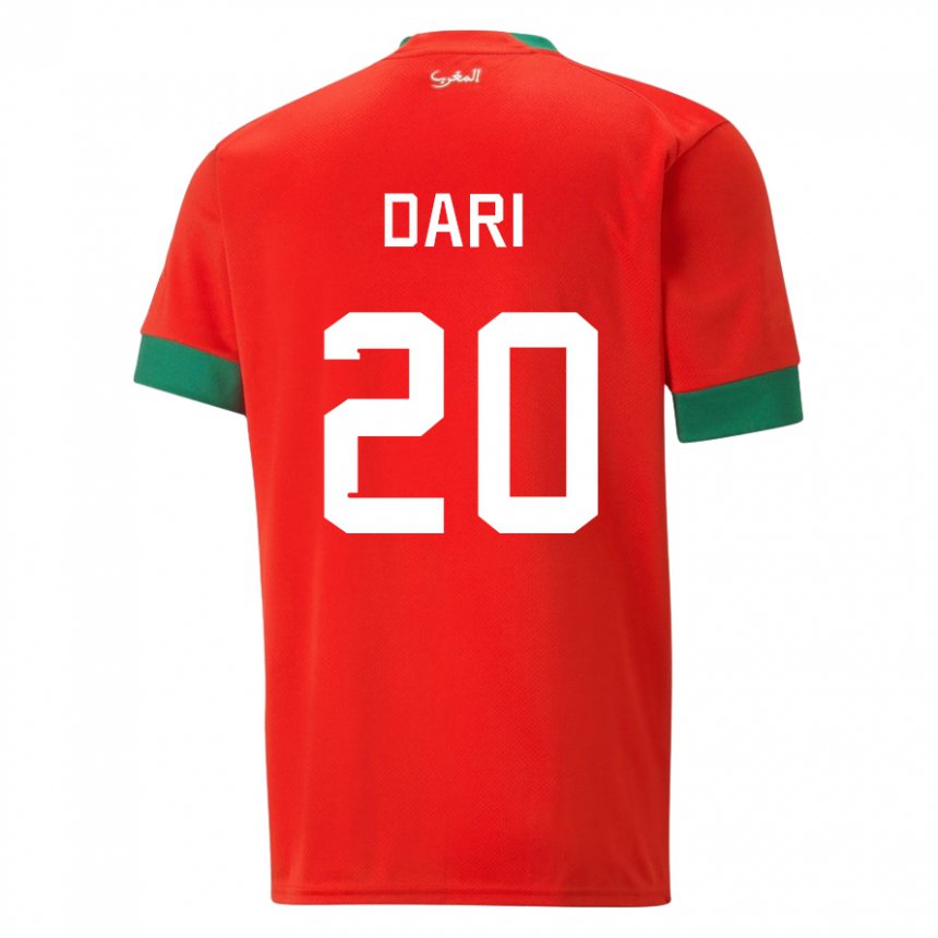 Herren Marokkanische Achraf Dari #20 Rot Heimtrikot Trikot 22-24 T-shirt