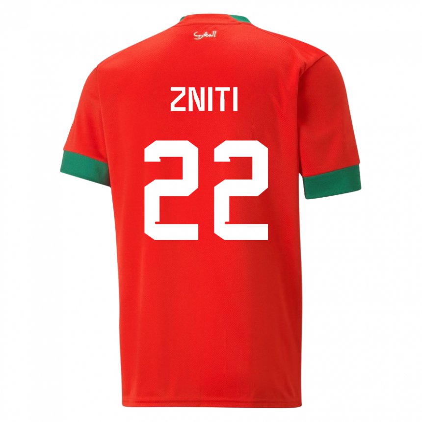 Herren Marokkanische Anas Zniti #22 Rot Heimtrikot Trikot 22-24 T-shirt