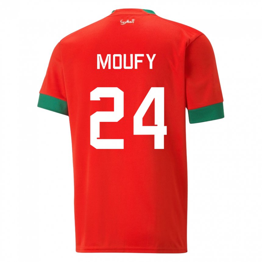 Herren Marokkanische Fahd Moufy #24 Rot Heimtrikot Trikot 22-24 T-shirt