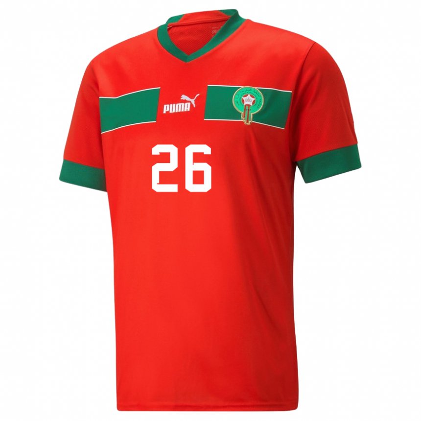 Herren Marokkanische Badr Banoun #26 Rot Heimtrikot Trikot 22-24 T-shirt