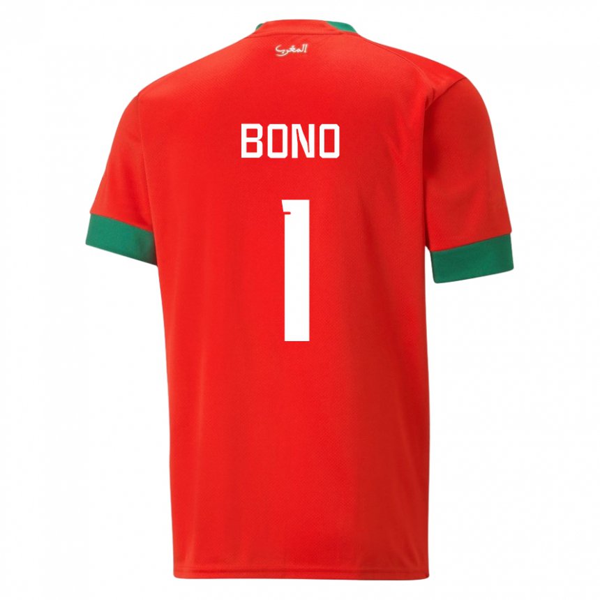 Herren Marokkanische Bono #1 Rot Heimtrikot Trikot 22-24 T-shirt