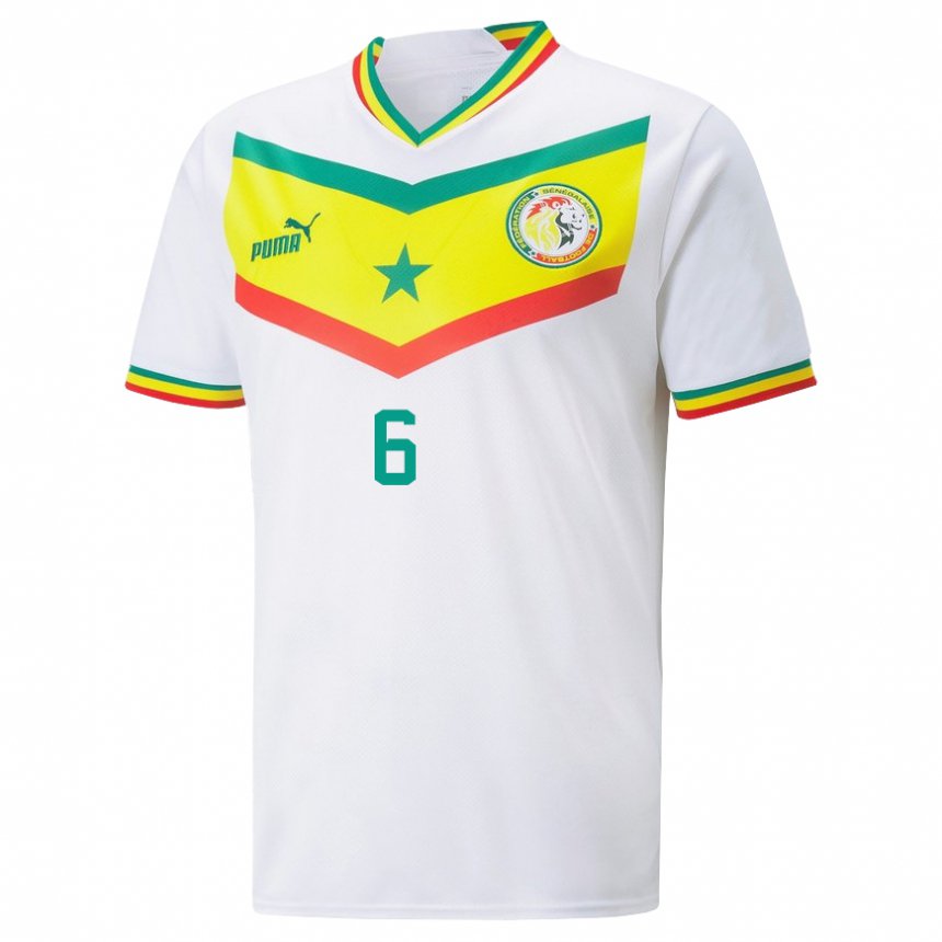 Herren Senegalesische Nampalys Mendy #6 Weiß Heimtrikot Trikot 22-24 T-shirt