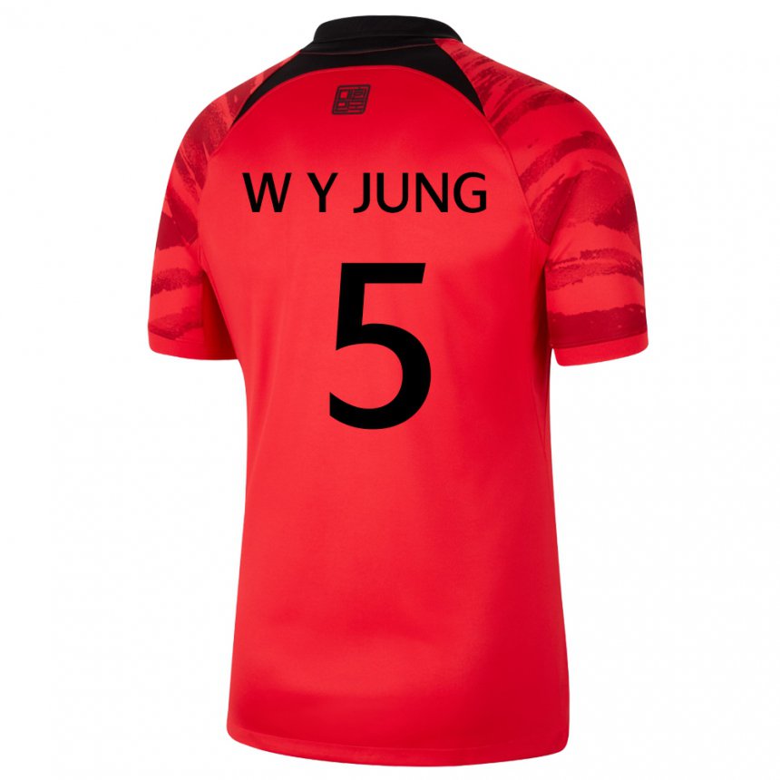 Herren Südkoreanische Woo-young Jung #5 Rot Schwarz Heimtrikot Trikot 22-24 T-shirt
