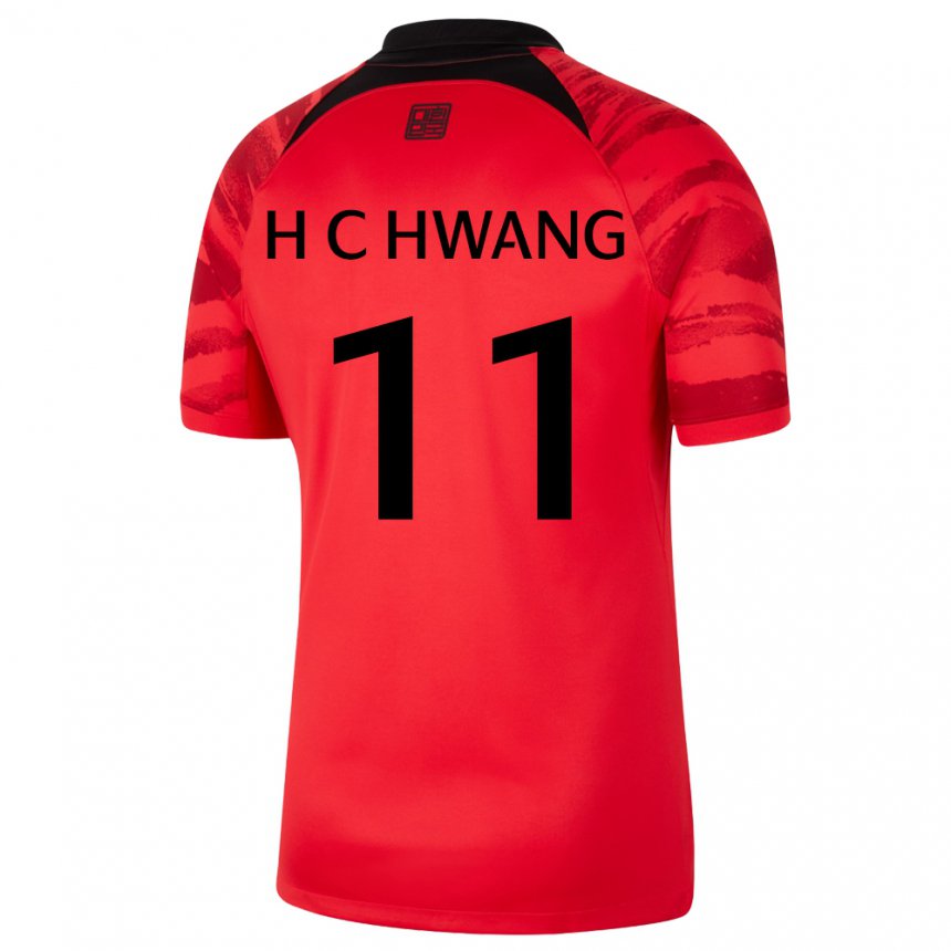 Herren Südkoreanische Hee-chan Hwang #11 Rot Schwarz Heimtrikot Trikot 22-24 T-shirt