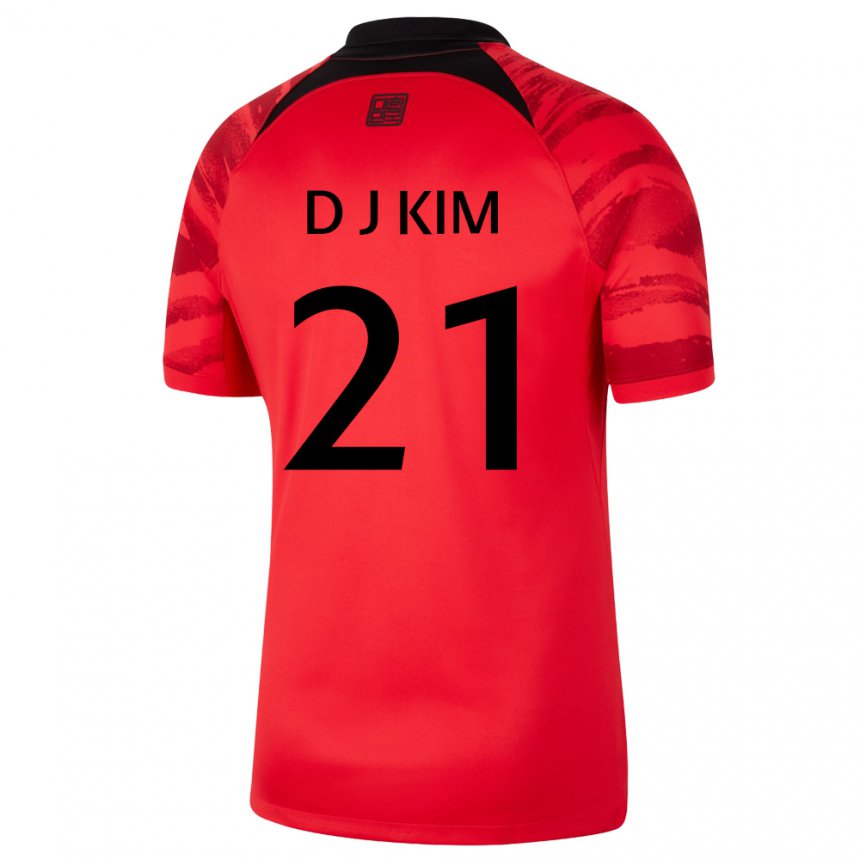 Herren Südkoreanische Dong-jun Kim #21 Rot Schwarz Heimtrikot Trikot 22-24 T-shirt