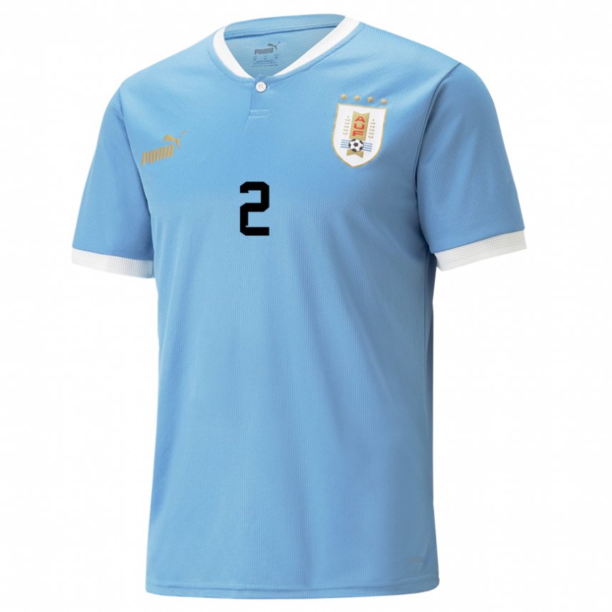 Herren Uruguayische Agustin Rogel #2 Blau Heimtrikot Trikot 22-24 T-shirt