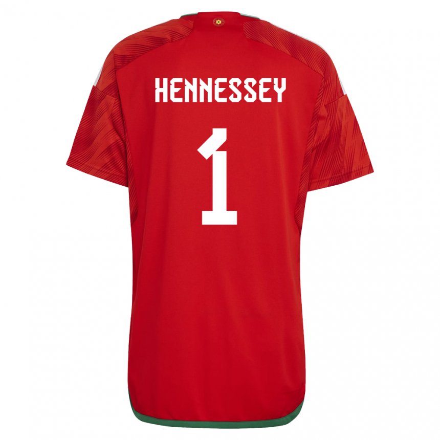 Herren Walisische Wayne Hennessey #1 Rot Heimtrikot Trikot 22-24 T-shirt