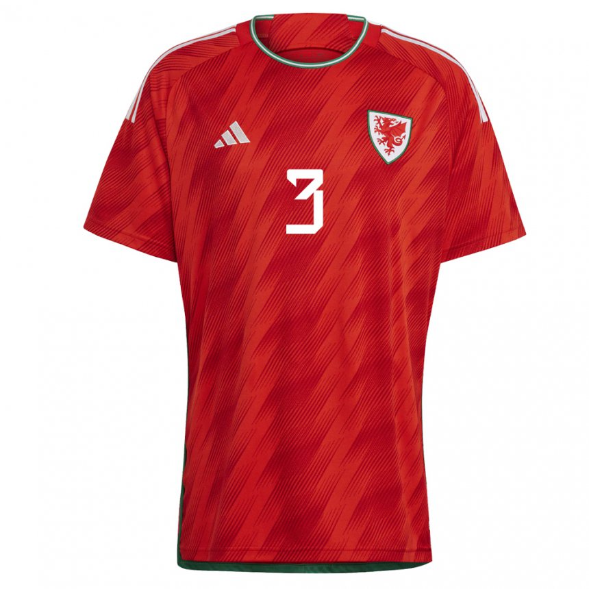 Herren Walisische Neco Williams #3 Rot Heimtrikot Trikot 22-24 T-shirt