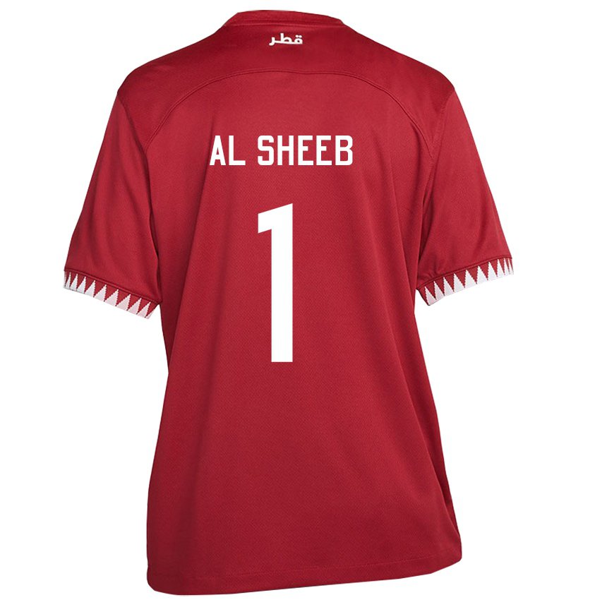 Herren Katarische Saad Al Sheeb #1 Kastanienbraun Heimtrikot Trikot 22-24 T-shirt