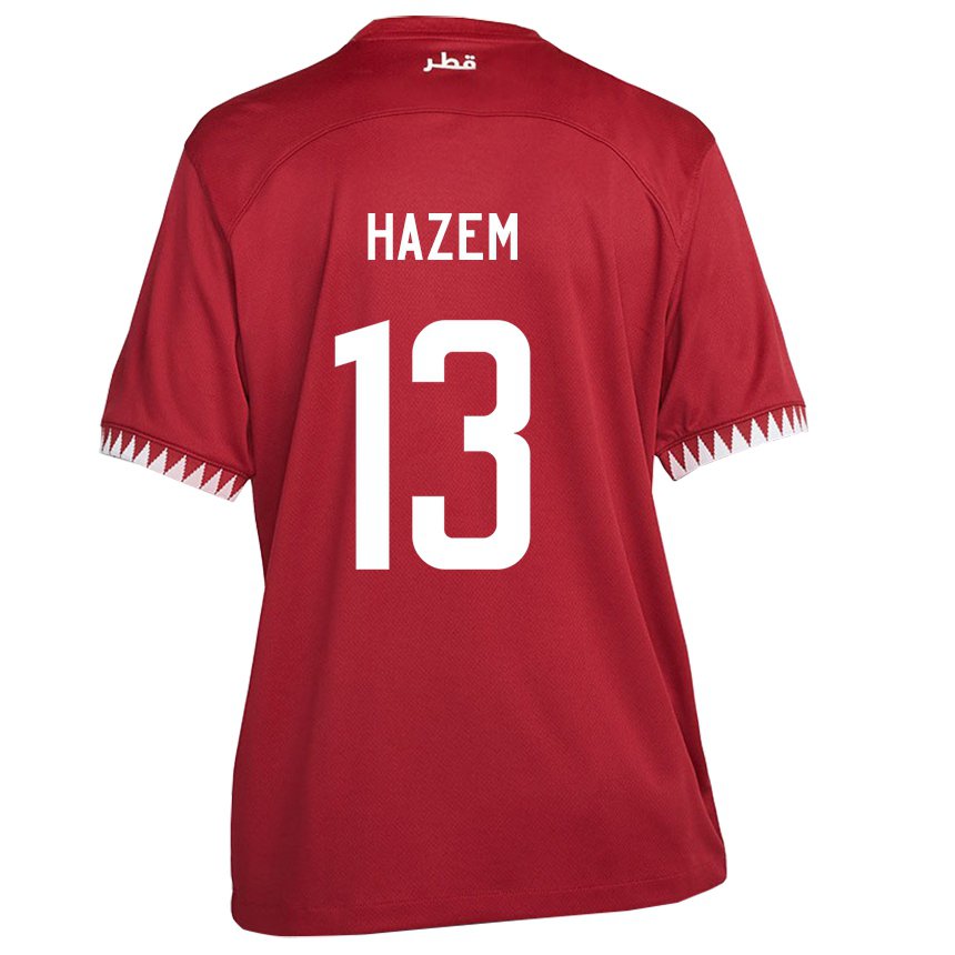 Herren Katarische Hazem Shehata #13 Kastanienbraun Heimtrikot Trikot 22-24 T-shirt