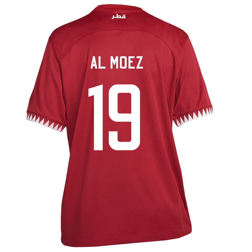 Herren Katarische Almoez Ali #19 Kastanienbraun Heimtrikot Trikot 22-24 T-shirt