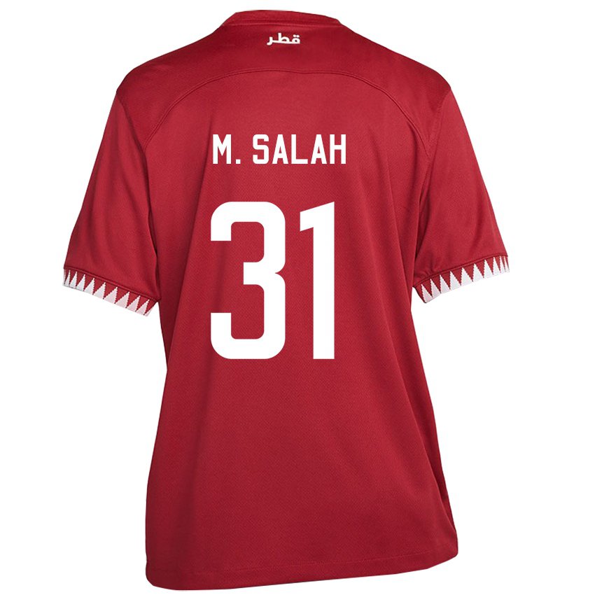 Herren Katarische Salah Zakaria #31 Kastanienbraun Heimtrikot Trikot 22-24 T-shirt