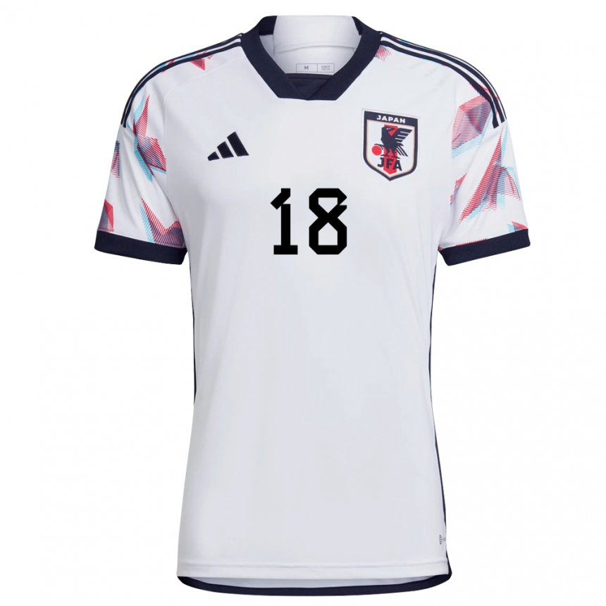 Herren Japanische Kaoru Mitoma #18 Weiß Auswärtstrikot Trikot 22-24 T-shirt