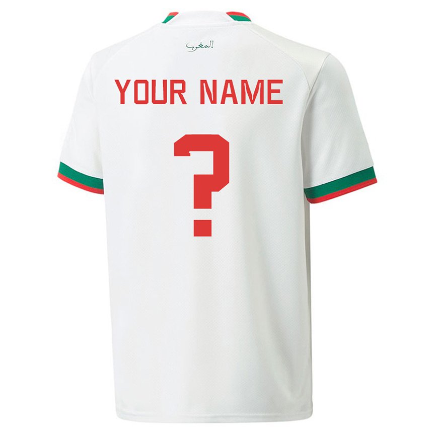 Herren Marokkanische Ihren Namen #0 Weiß Auswärtstrikot Trikot 22-24 T-shirt