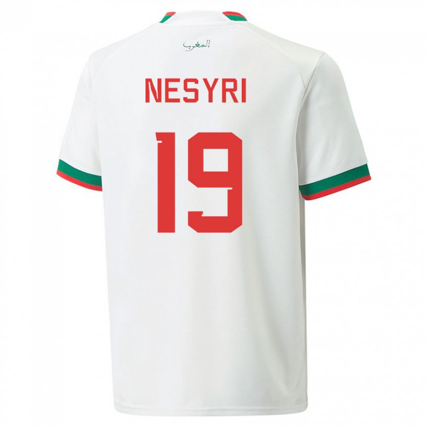 Herren Marokkanische Youssef En-nesyri #19 Weiß Auswärtstrikot Trikot 22-24 T-shirt