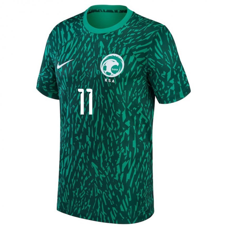 Herren Saudi-arabische Haitham Asiri #11 Dunkelgrün Auswärtstrikot Trikot 22-24 T-shirt