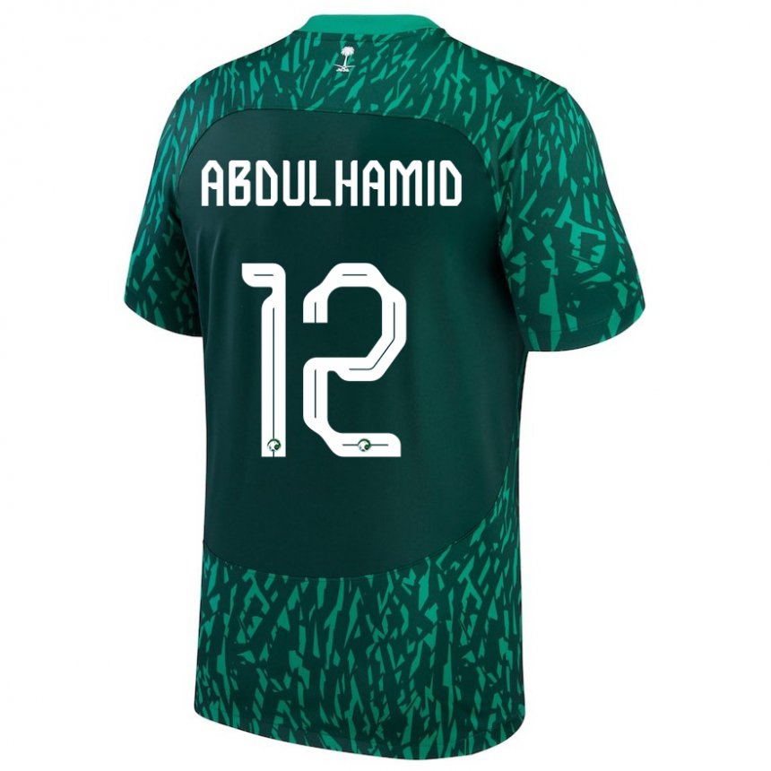 Herren Saudi-arabische Saud Abdulhamid #12 Dunkelgrün Auswärtstrikot Trikot 22-24 T-shirt