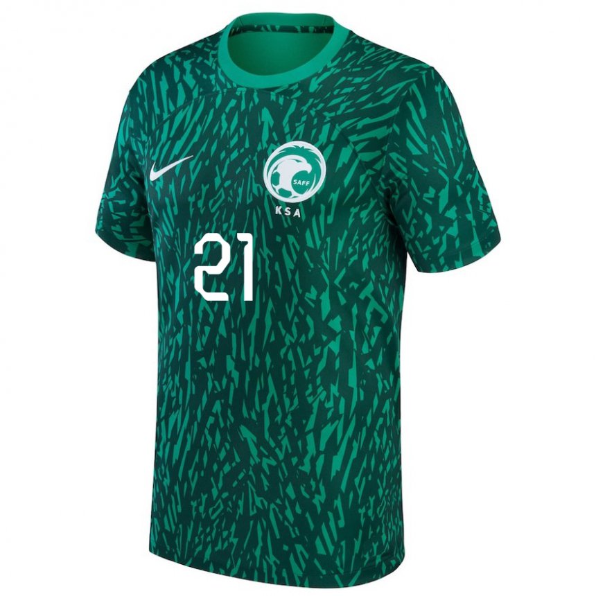 Herren Saudi-arabische Mohammed Al Owais #21 Dunkelgrün Auswärtstrikot Trikot 22-24 T-shirt