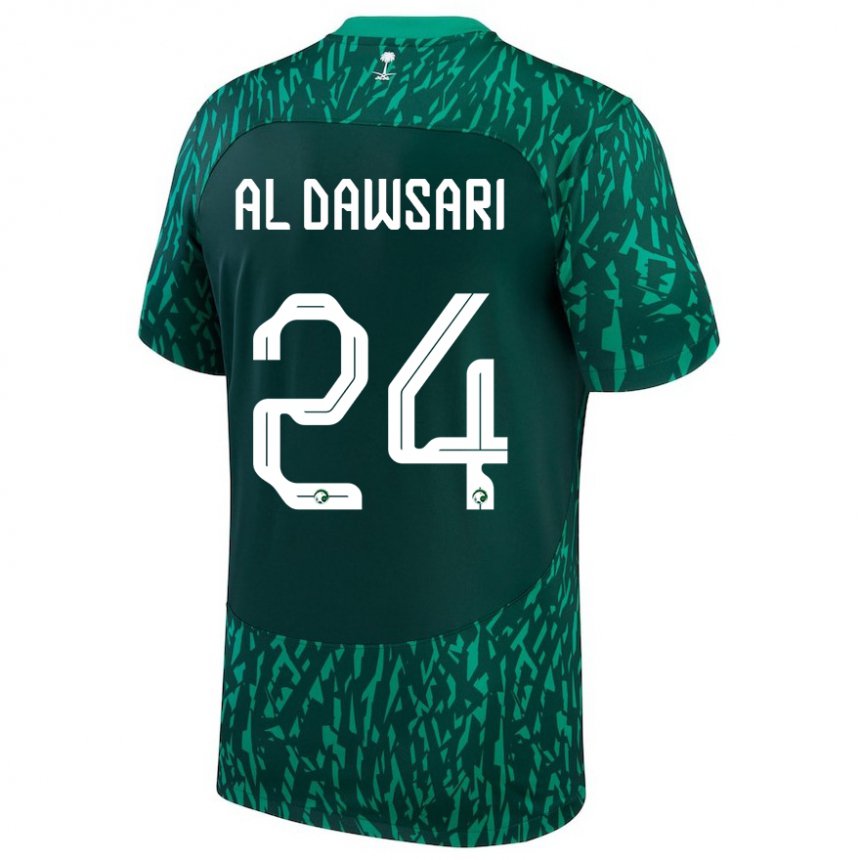 Herren Saudi-arabische Nasser Al Dawsari #24 Dunkelgrün Auswärtstrikot Trikot 22-24 T-shirt