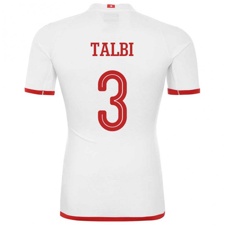 Herren Tunesische Montassar Talbi #3 Weiß Auswärtstrikot Trikot 22-24 T-shirt