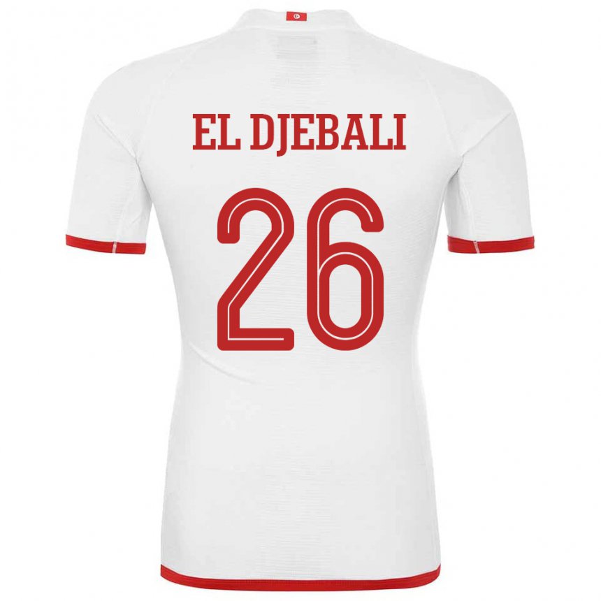 Herren Tunesische Chaim El Djebali #26 Weiß Auswärtstrikot Trikot 22-24 T-shirt