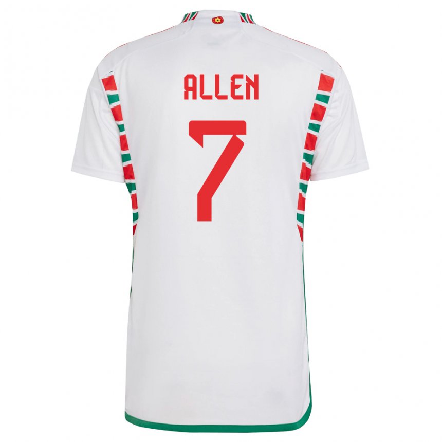 Herren Walisische Joe Allen #7 Weiß Auswärtstrikot Trikot 22-24 T-shirt