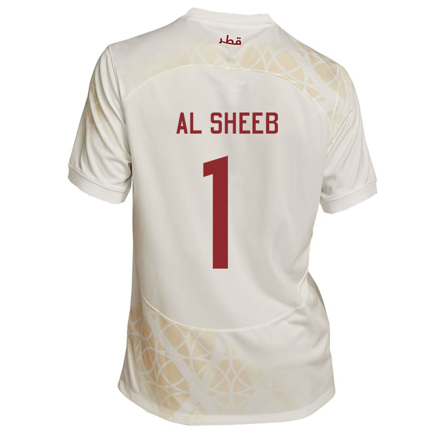 Herren Katarische Saad Al Sheeb #1 Goldbeige Auswärtstrikot Trikot 22-24 T-shirt