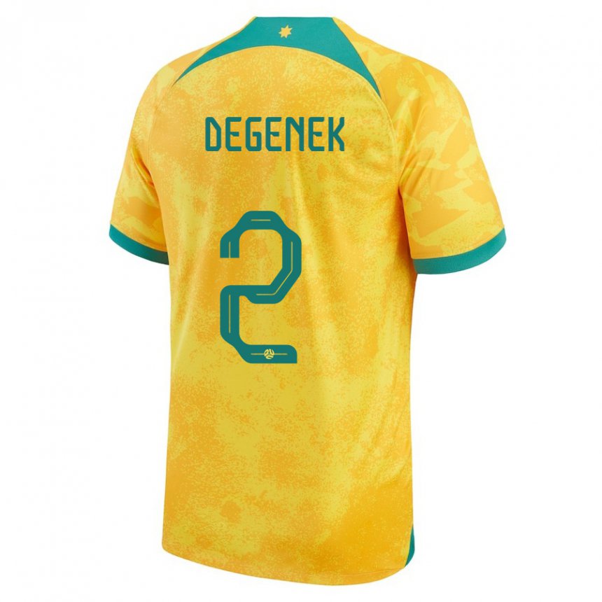 Damen Australische Milos Degenek #2 Gold Heimtrikot Trikot 22-24 T-shirt