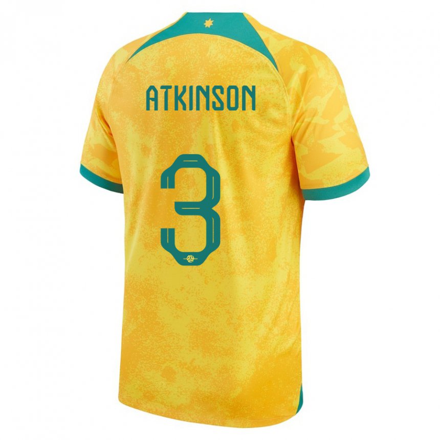 Damen Australische Nathaniel Atkinson #3 Gold Heimtrikot Trikot 22-24 T-shirt