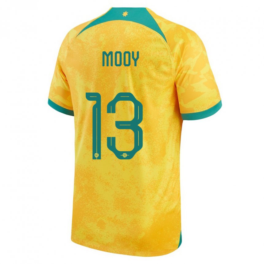 Damen Australische Aaron Mooy #13 Gold Heimtrikot Trikot 22-24 T-shirt