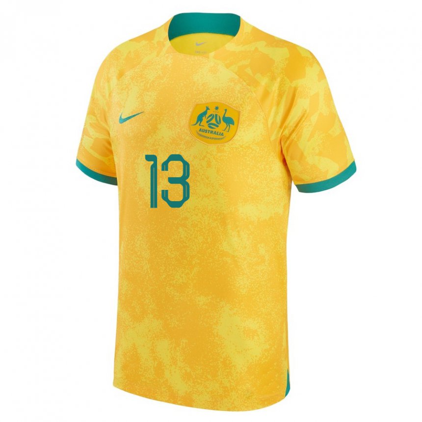 Damen Australische Aaron Mooy #13 Gold Heimtrikot Trikot 22-24 T-shirt