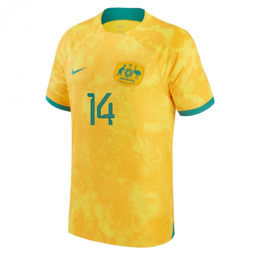 Damen Australische Riley Mcgree #14 Gold Heimtrikot Trikot 22-24 T-shirt